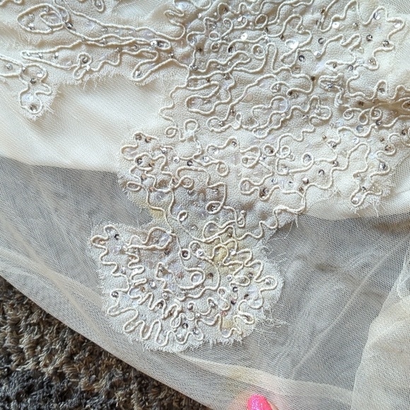 Y2k Newport News Ivory Sheer Beaded Maxi Dress Fairy Whimsigoth Wedding Vintage - Picture 13 of 13